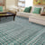 Luxurious Handcrafted Teal Green and Silver Area Rug